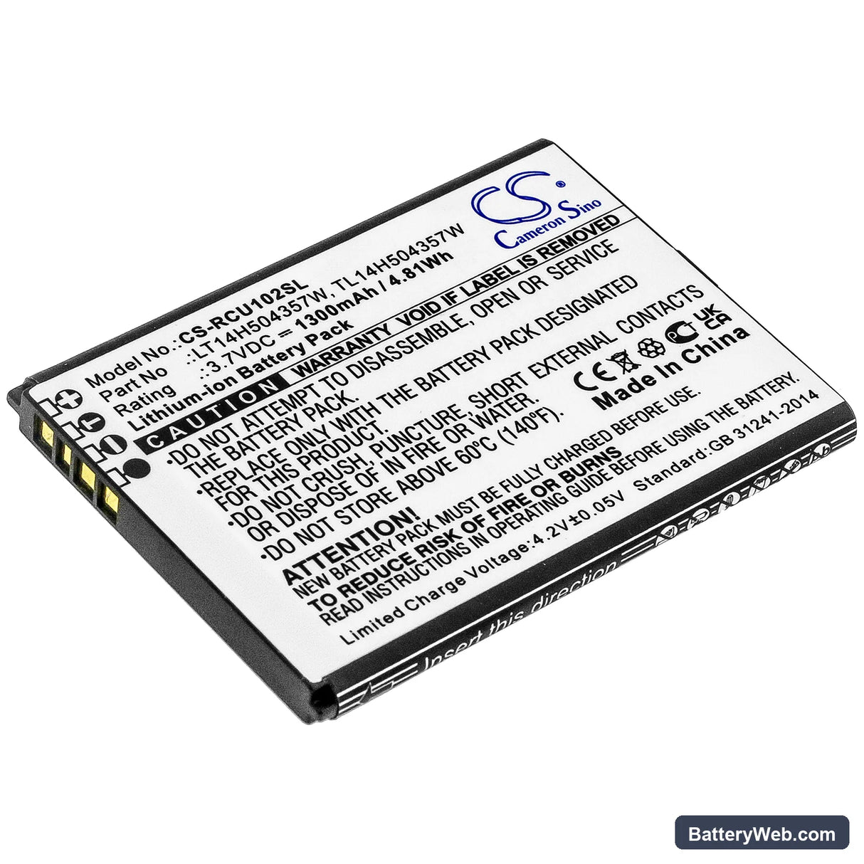 Cingular Flip IV Replacement Battery, 3.7V, 1300mAh, Li-ion 1