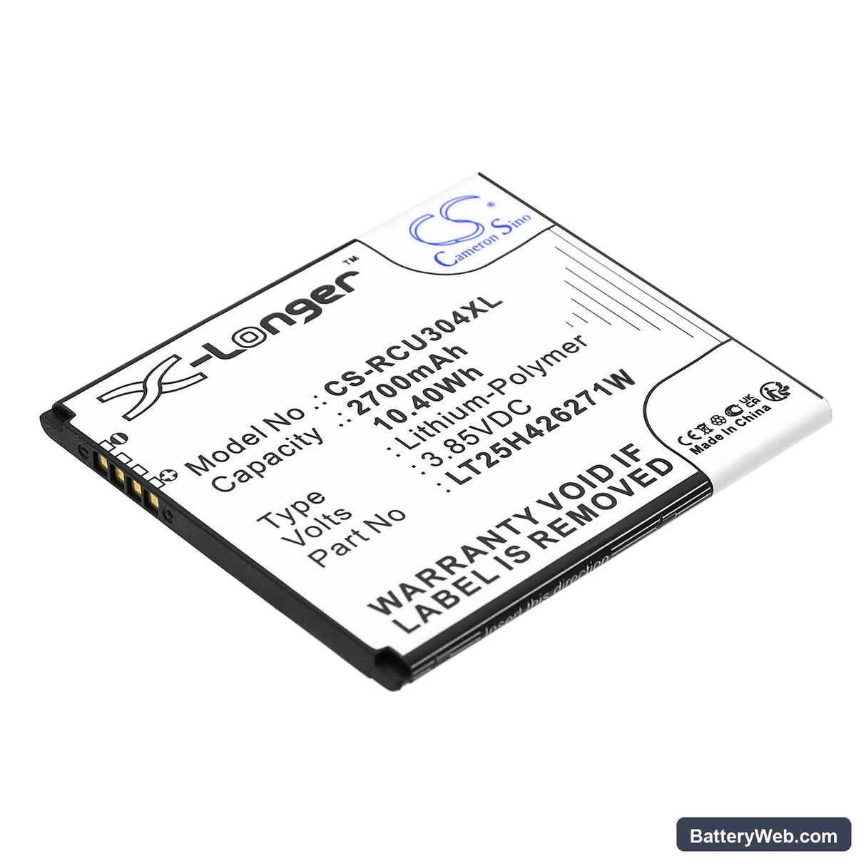 Cricket Debut Replacement Battery, 3.85V, 2700mAh, Li-Polymer 1