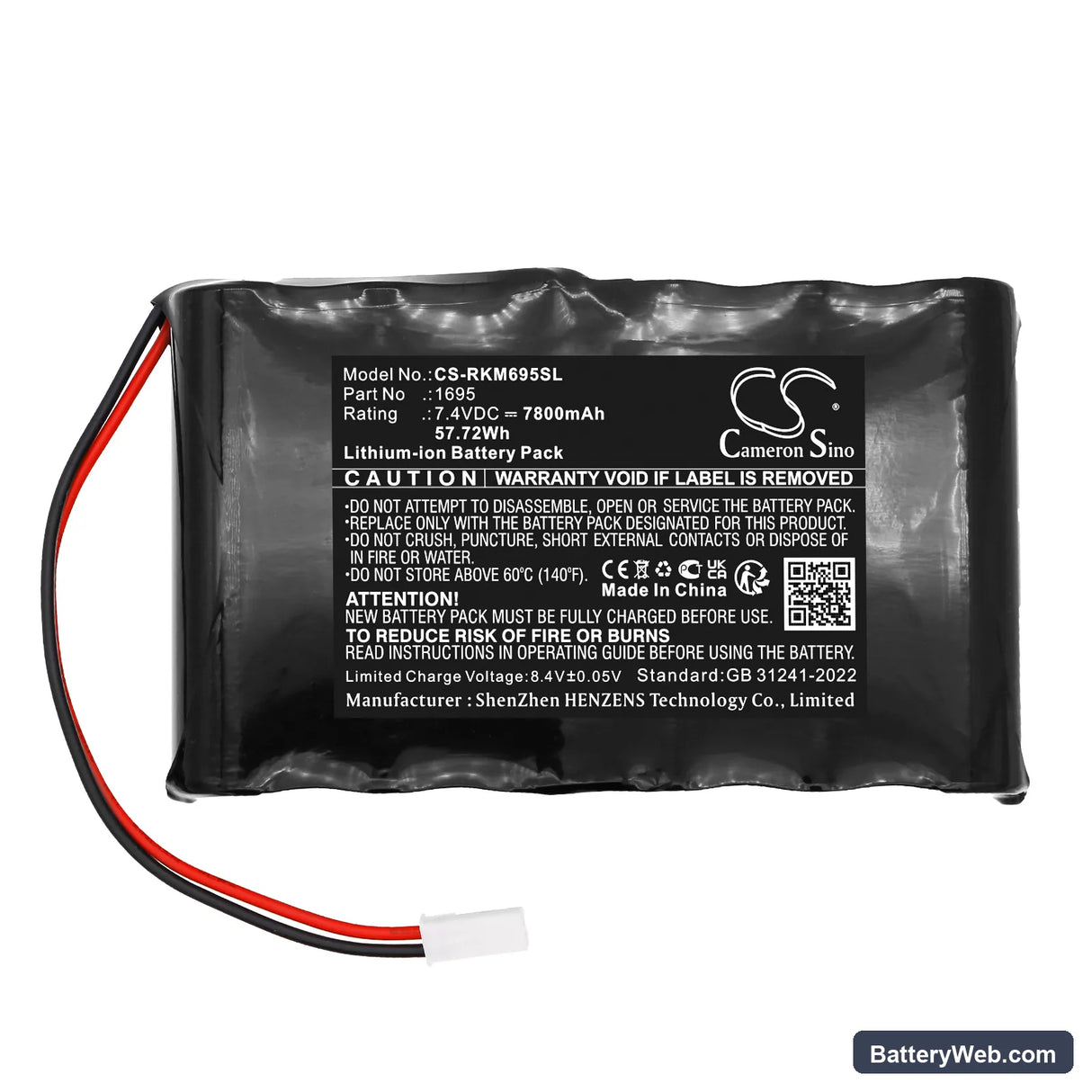 Reinecker Mezzo Replacement Battery, 7.4V, 7800mAh, Li-ion 3