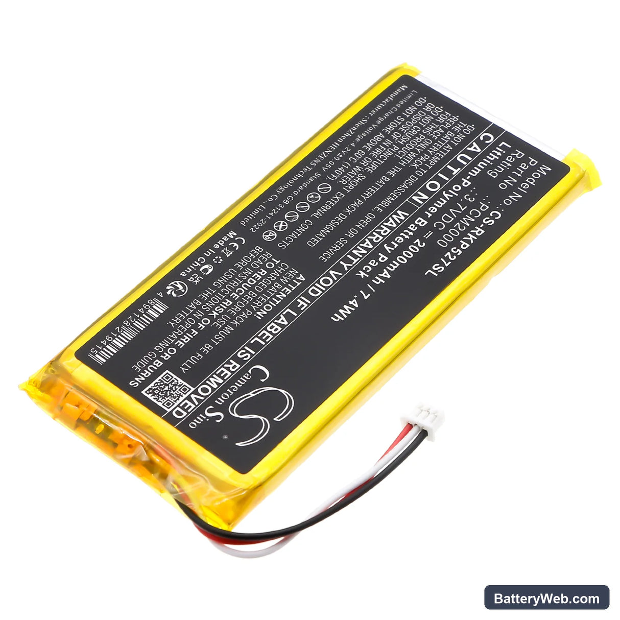 Ring 5AT2S7 Replacement Battery, 3.7V, 2000mAh, Li-Polymer 2