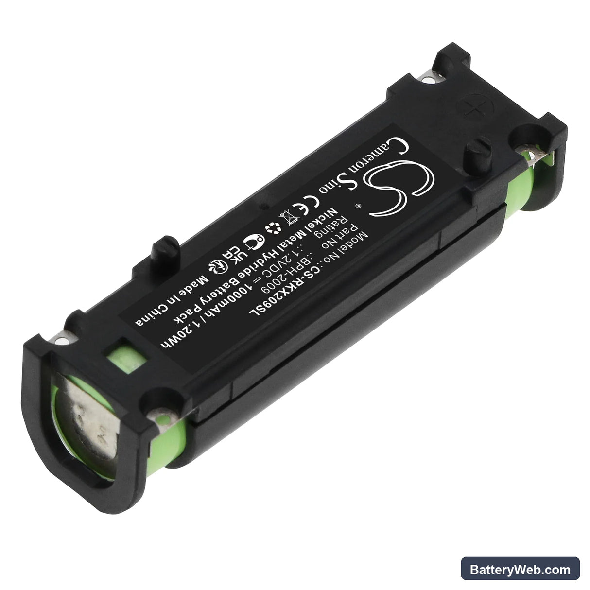 RKI 49-1609RK Replacement Battery, 1.2V, 1000mAh, Ni-MH 2