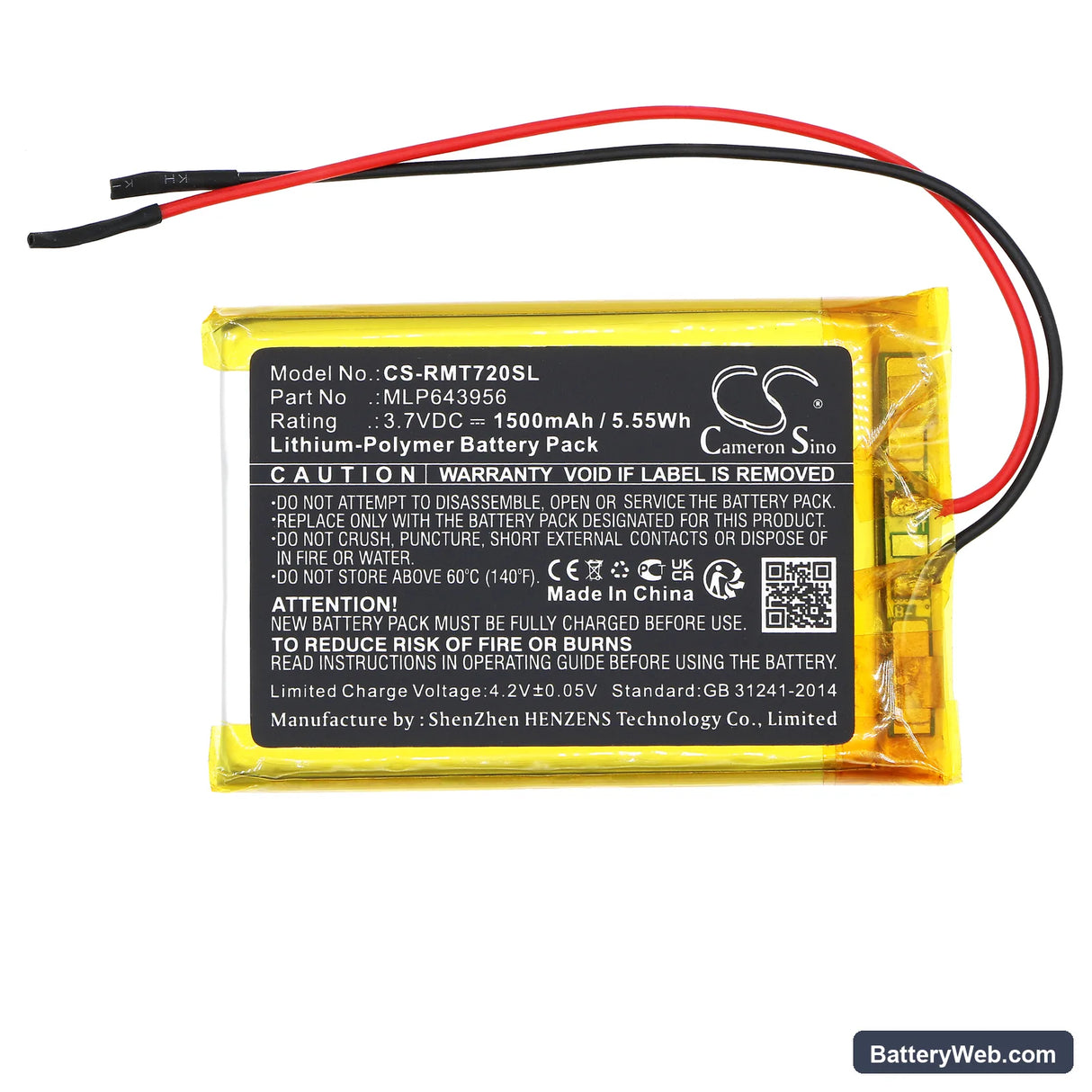 Rand McNally TND-720 Replacement Battery, 3.7V, 1500mAh, Li-Polymer 3