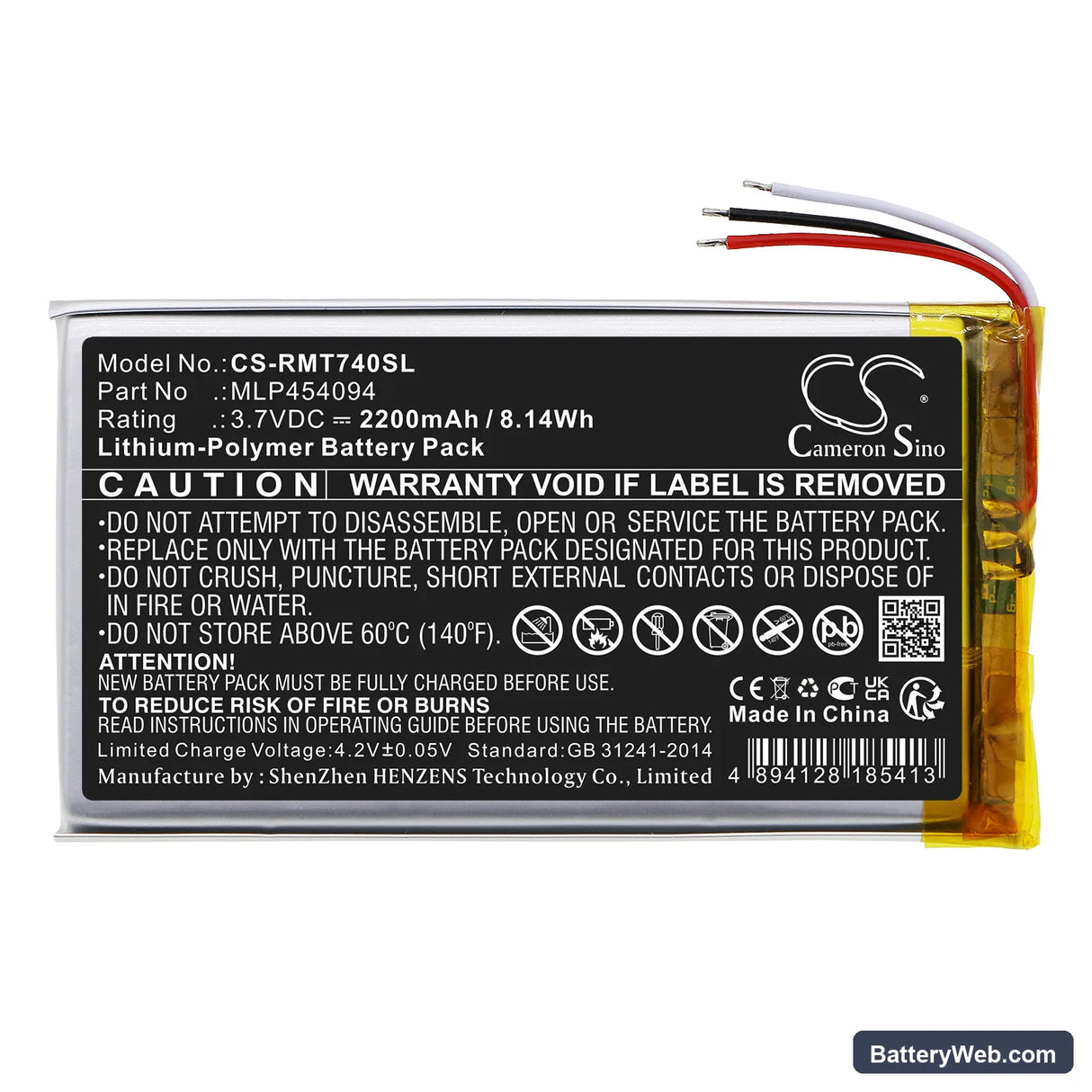 Rand McNally TND-740 Replacement Battery, 3.7V, 2200mAh, Li-Polymer 3