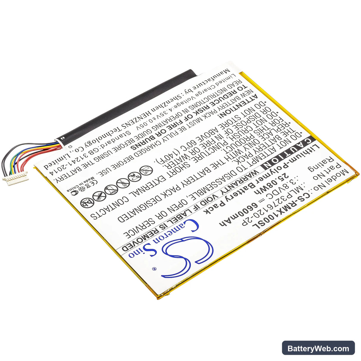 Verizon Ellipsis 10 Replacement Battery, 3.8V, 6600mAh, Li-Polymer 2