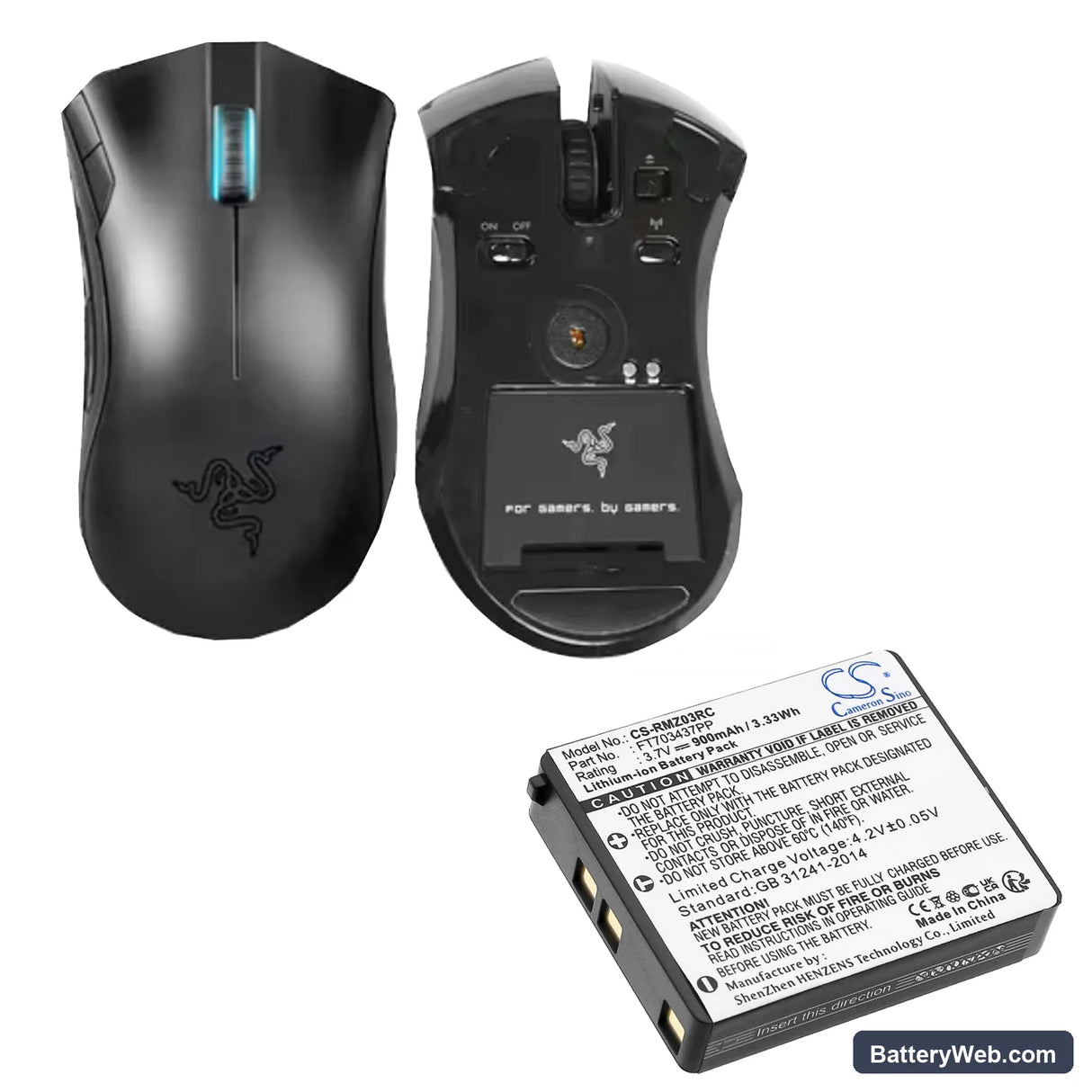 Razer RC03-001201 Replacement Battery, 3.7V, 900mAh, Li-ion 4
