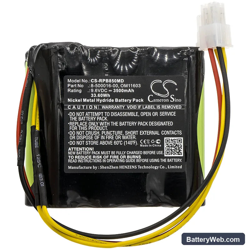 Respironics BiPap Focus Ventilator Replacement Battery, 9.6V, 3500mAh, Ni-MH 3