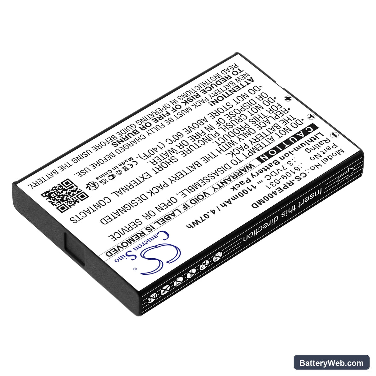 Rainin E4 pipette Replacement Battery, 3.7V, 1100mAh, Li-ion 2