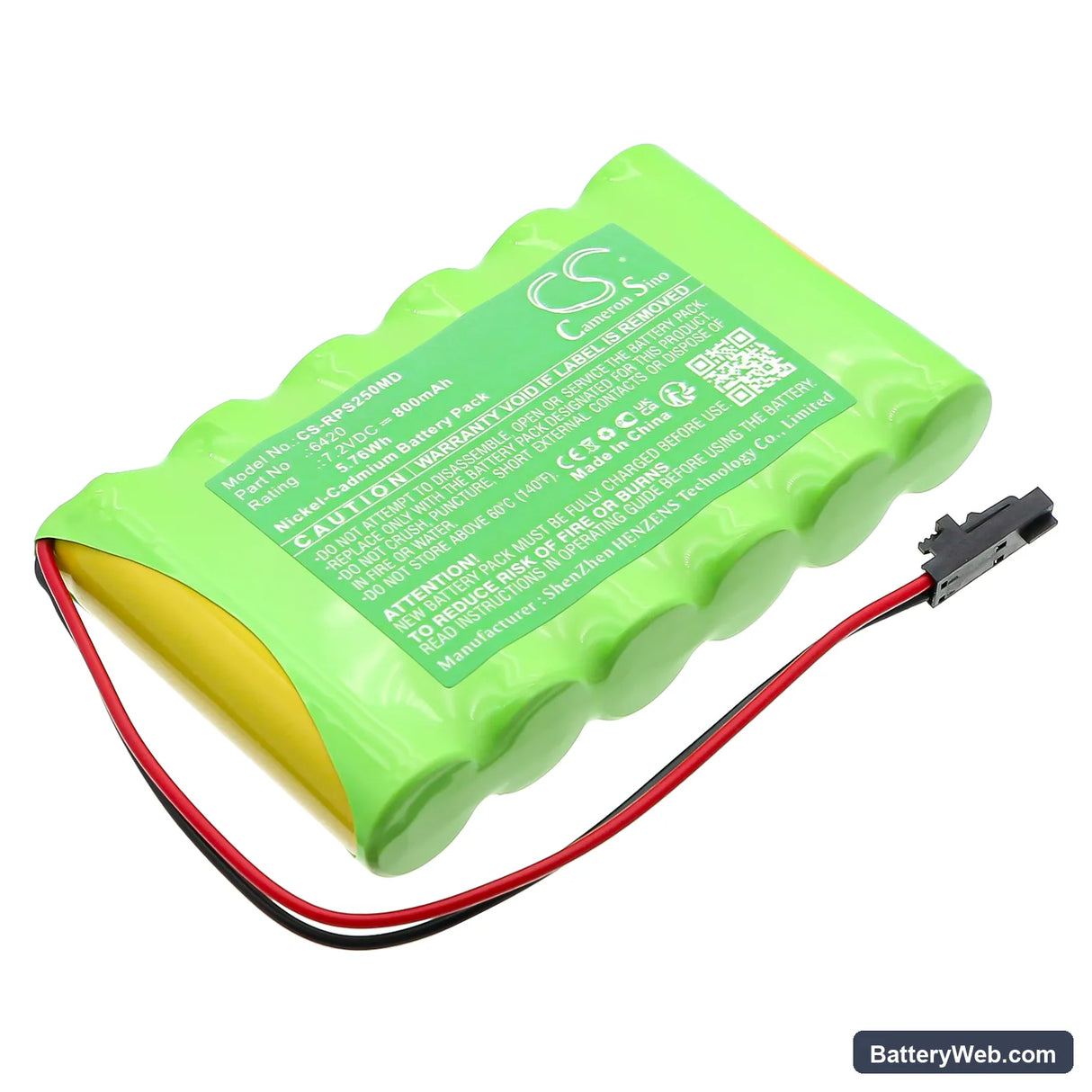 Respironics 2500 Smart Recorder Replacement Battery, 7.2V, 800mAh, Ni-CD 1