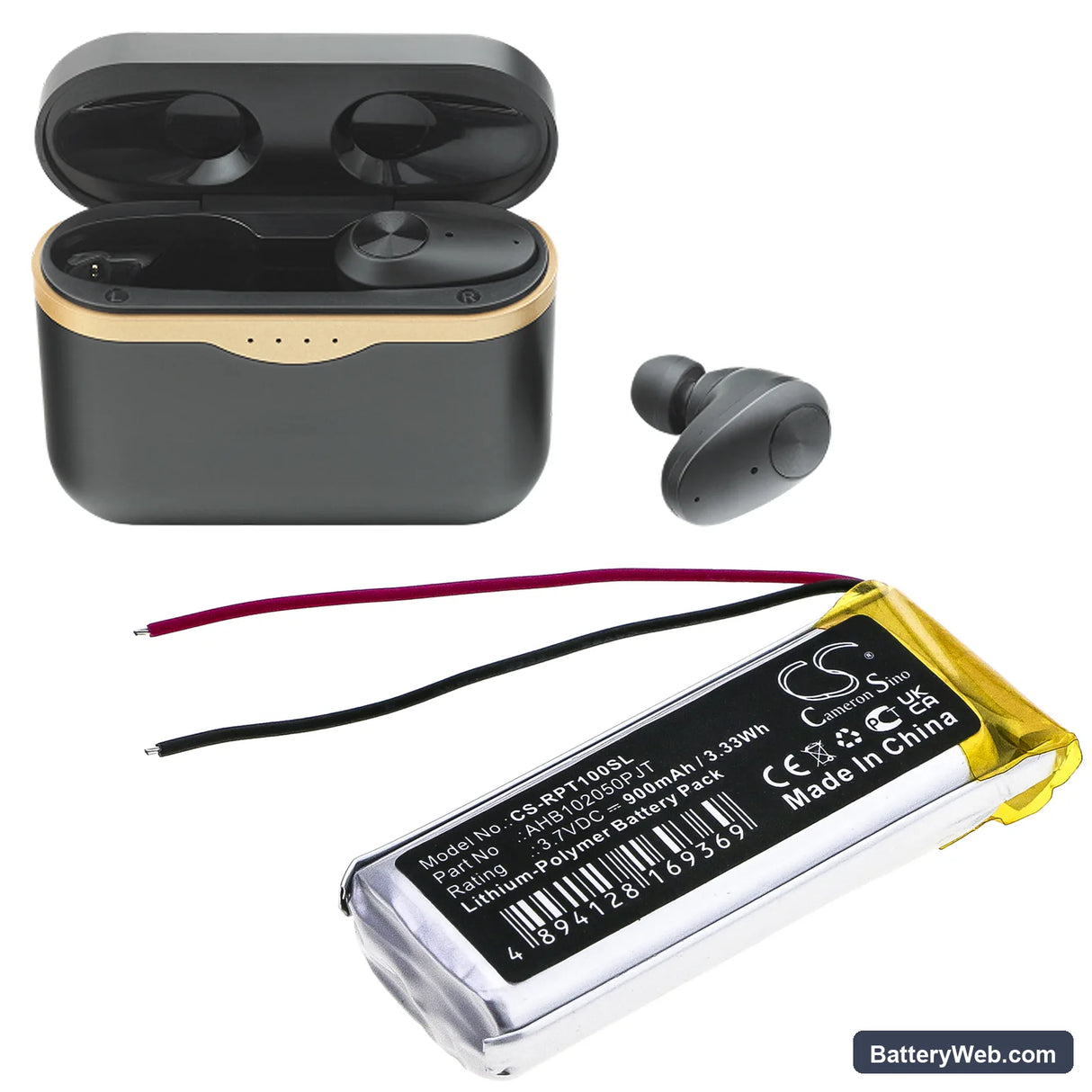 Rapoo Ti100 Replacement Battery, 3.7V, 900mAh, Li-Polymer 5