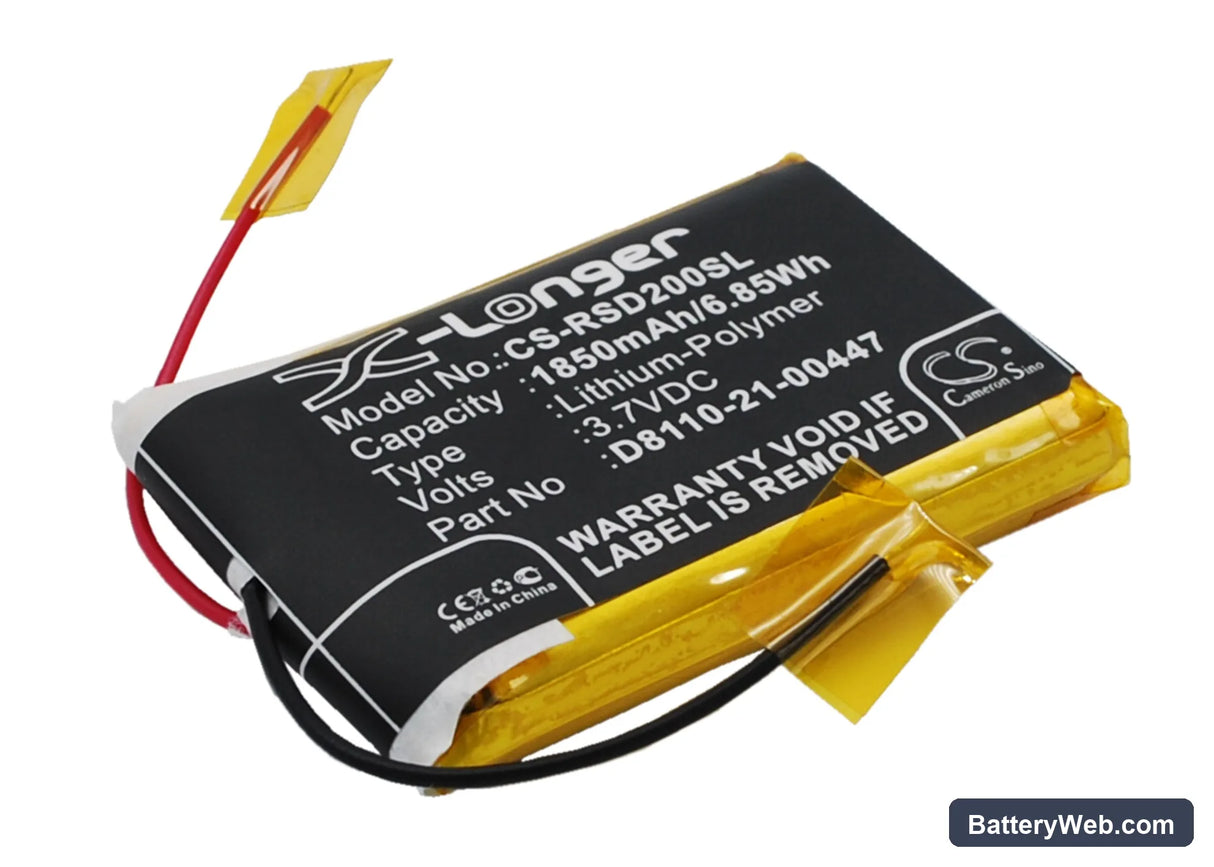 Roberts Sports Dab2 Replacement Battery, 3.7V, 1850mAh, Li-Polymer 2