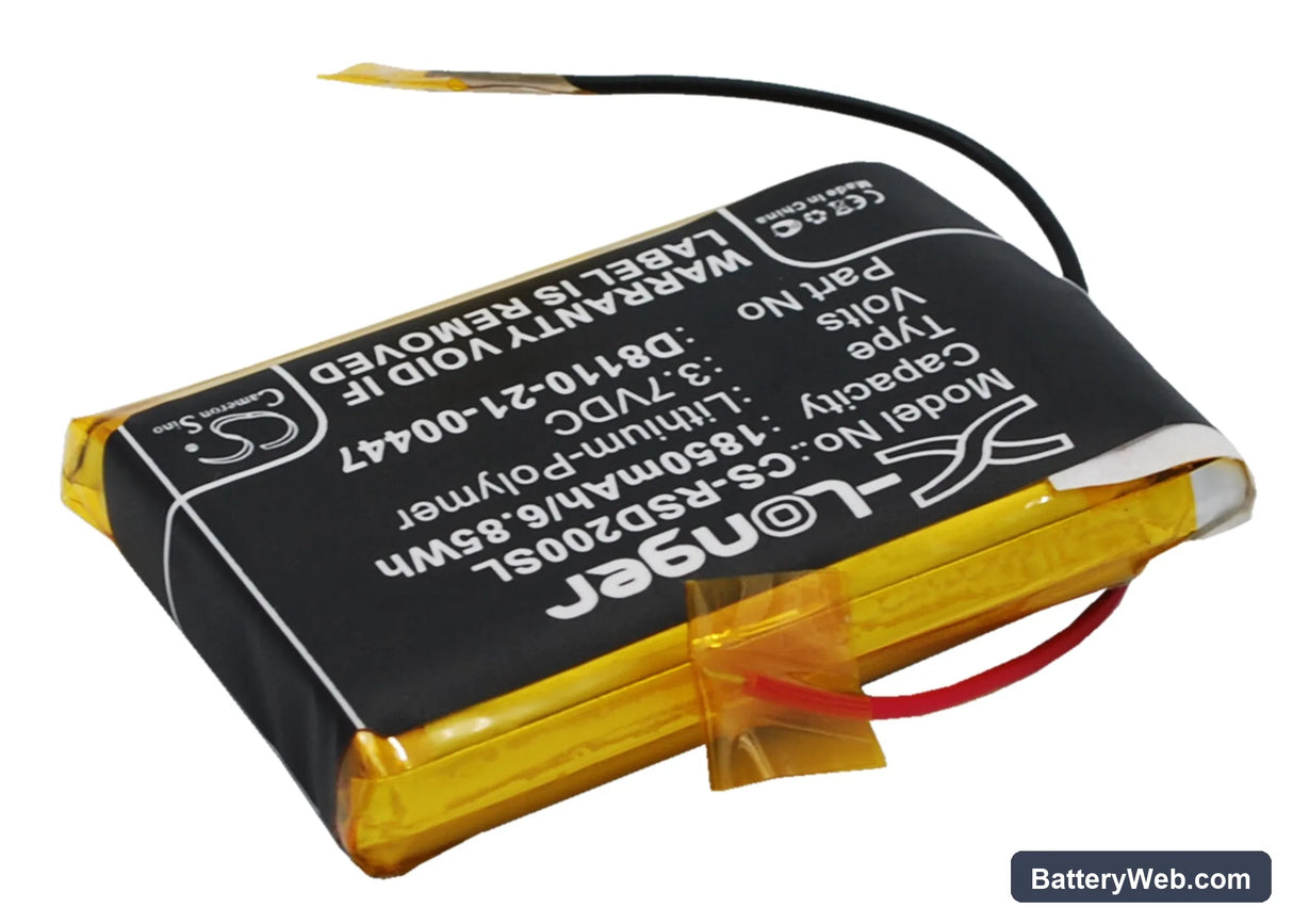 Roberts Sports Dab2 Replacement Battery, 3.7V, 1850mAh, Li-Polymer 3