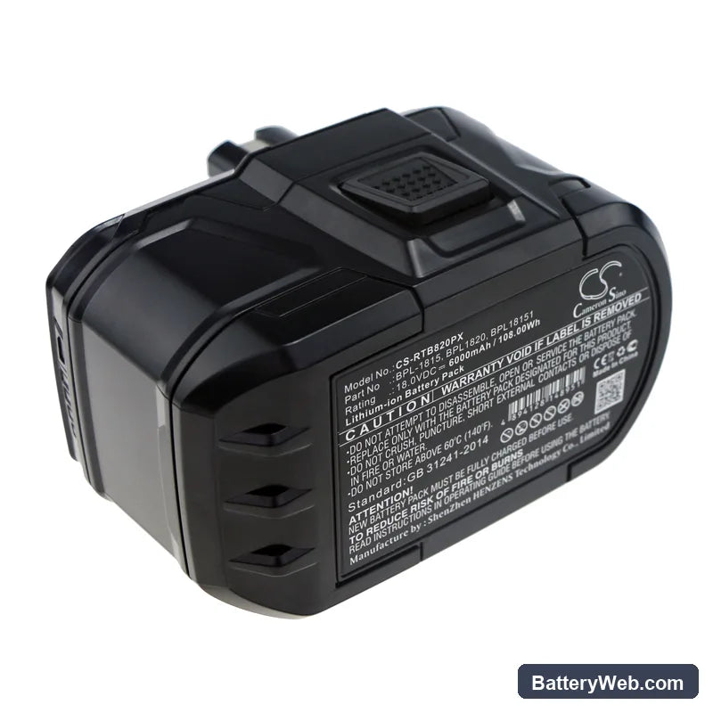 Ryobi ZRP813 Replacement Battery, 18V, 6000mAh, Li-ion 3