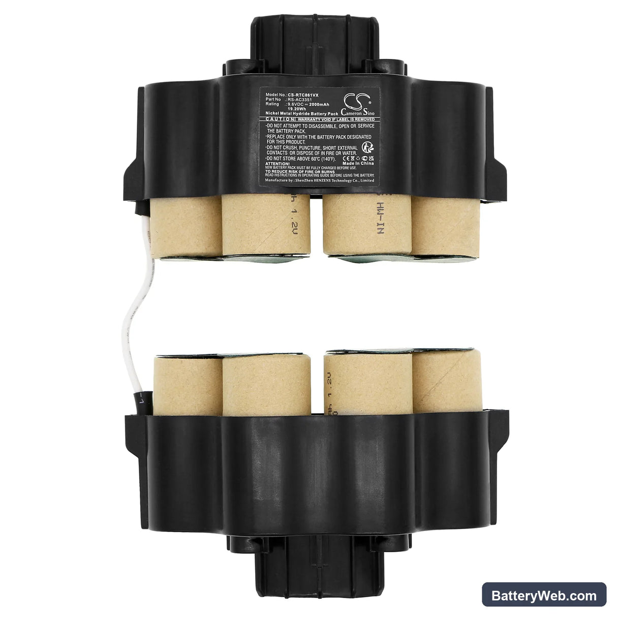 Rowenta AC861901/2D0 Replacement Battery, 9.6V, 2000mAh, Ni-MH 3