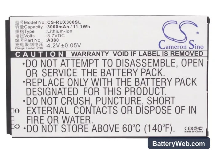 RUNBO X3 Replacement Battery, 3.7V, 3000mAh, Li-ion 5