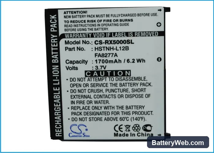 HP iPAQ rx5000 Replacement Battery, 3.7V, 1700mAh, Li-ion 5