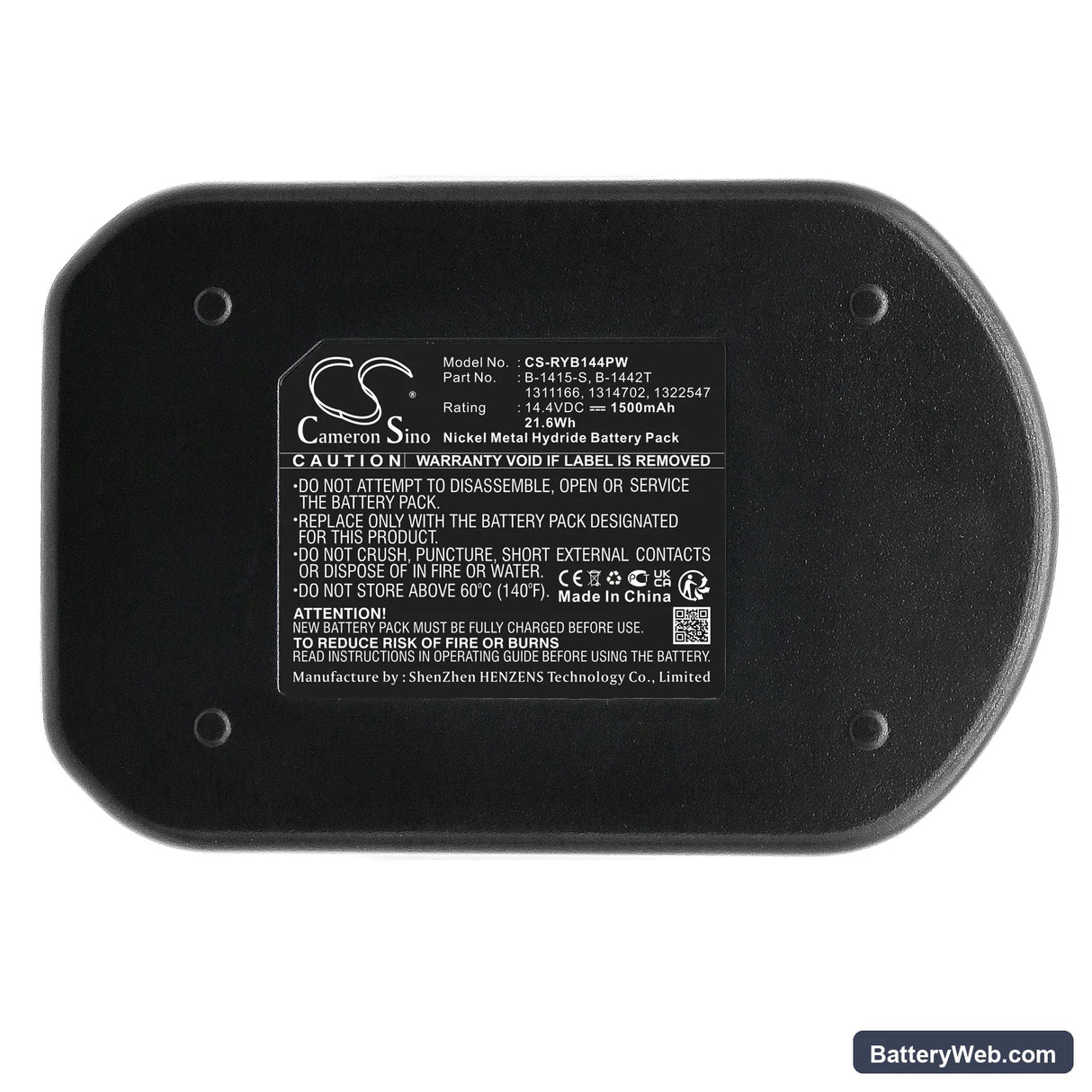 Ryobi CBI1442D Replacement Battery, 14.4V, 1500mAh, Ni-MH 5