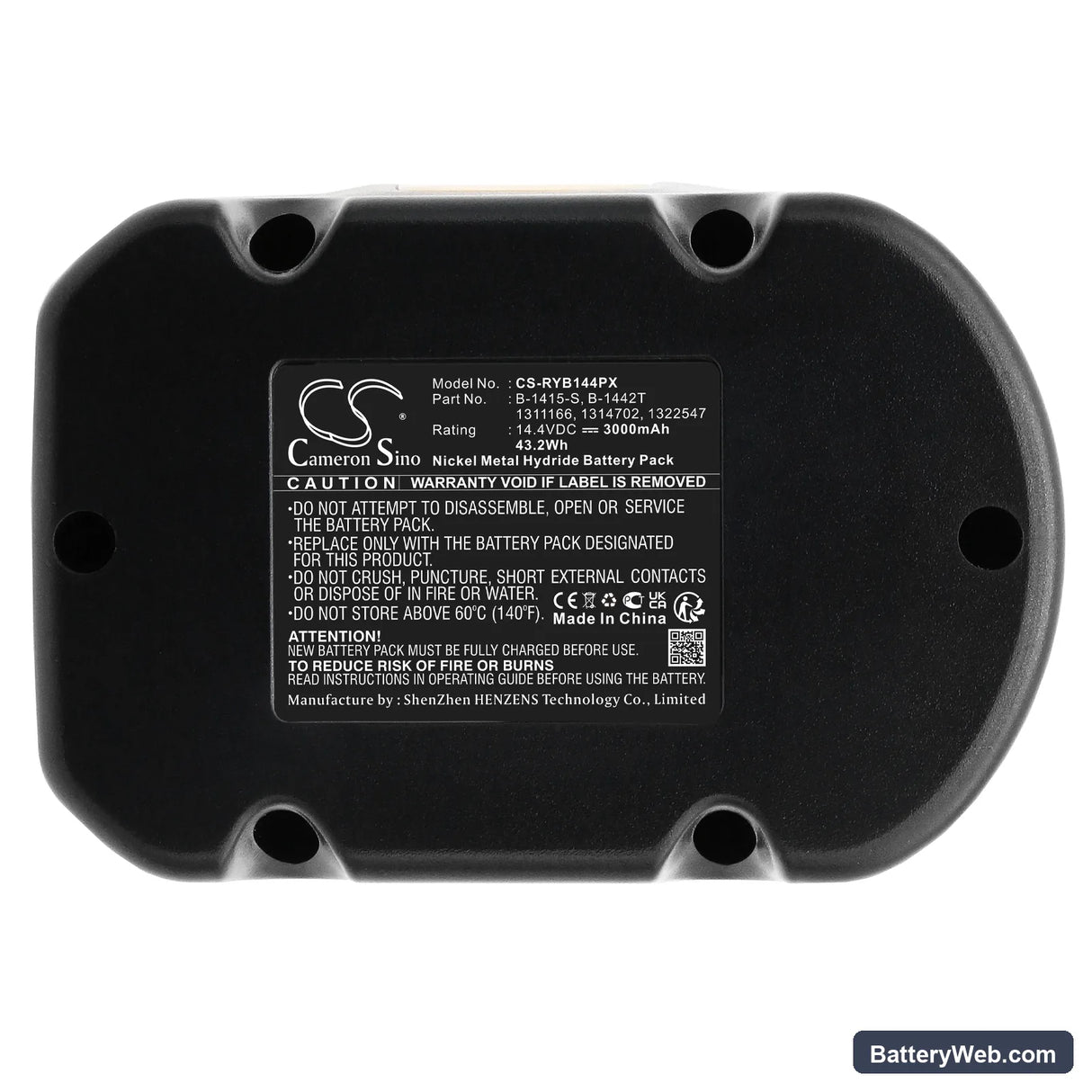 Ryobi CBI1442D Replacement Battery, 14.4V, 3000mAh, Ni-MH 5