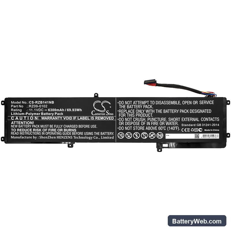 Razer Blade 14 2015 Replacement Battery, 11.1V, 6300mAh, Li-Polymer 3