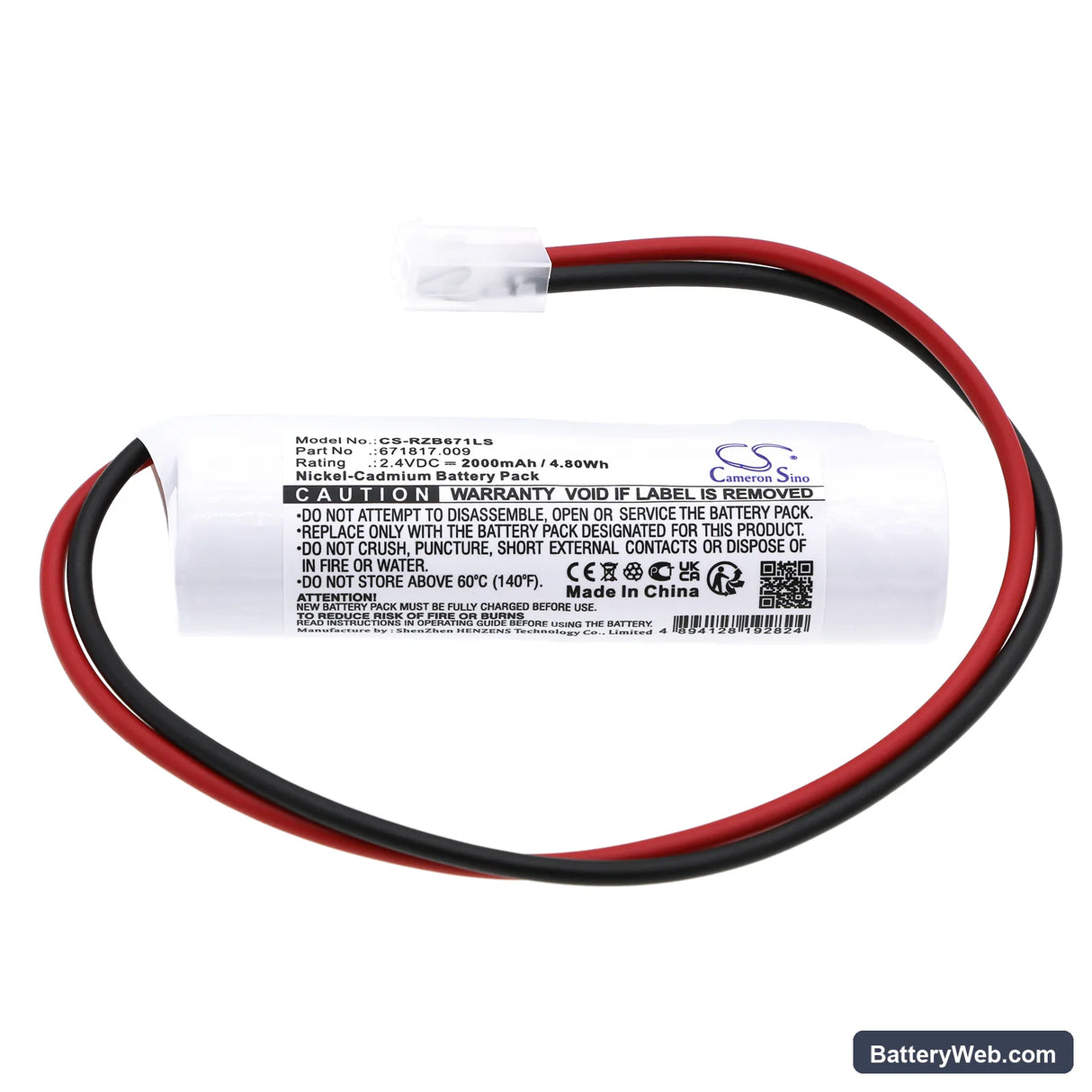 BST 275600 Replacement Battery, 2.4V, 2000mAh, Ni-CD 3
