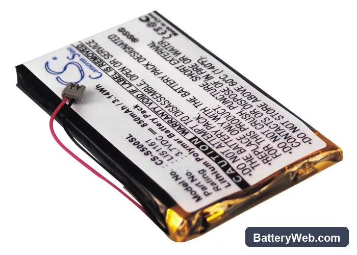 Sony Clie PEG-S300 Replacement Battery, 3.7V, 850mAh, Li-ion 2