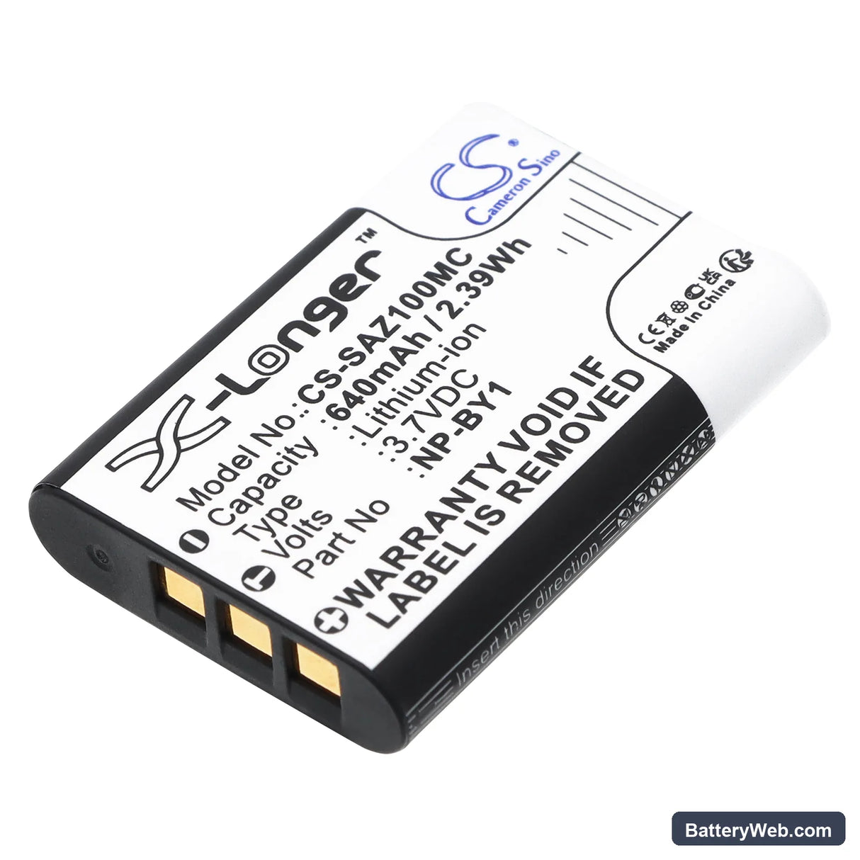 Sony Action Cam Mini AZ1 Replacement Battery, 3.7V, 640mAh, Li-ion 1