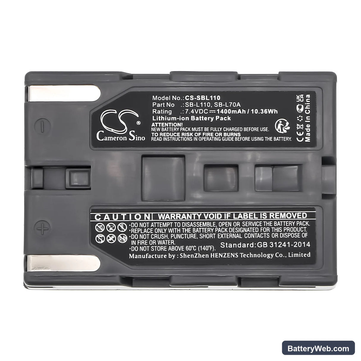 Filmadora Replacement Battery, 7.4V, 1400mAh, Li-ion 5