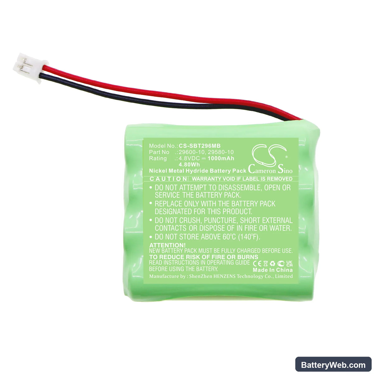 Summer Glimpse 29600-10 Replacement Battery, 4.8V, 1000mAh, Ni-MH 3