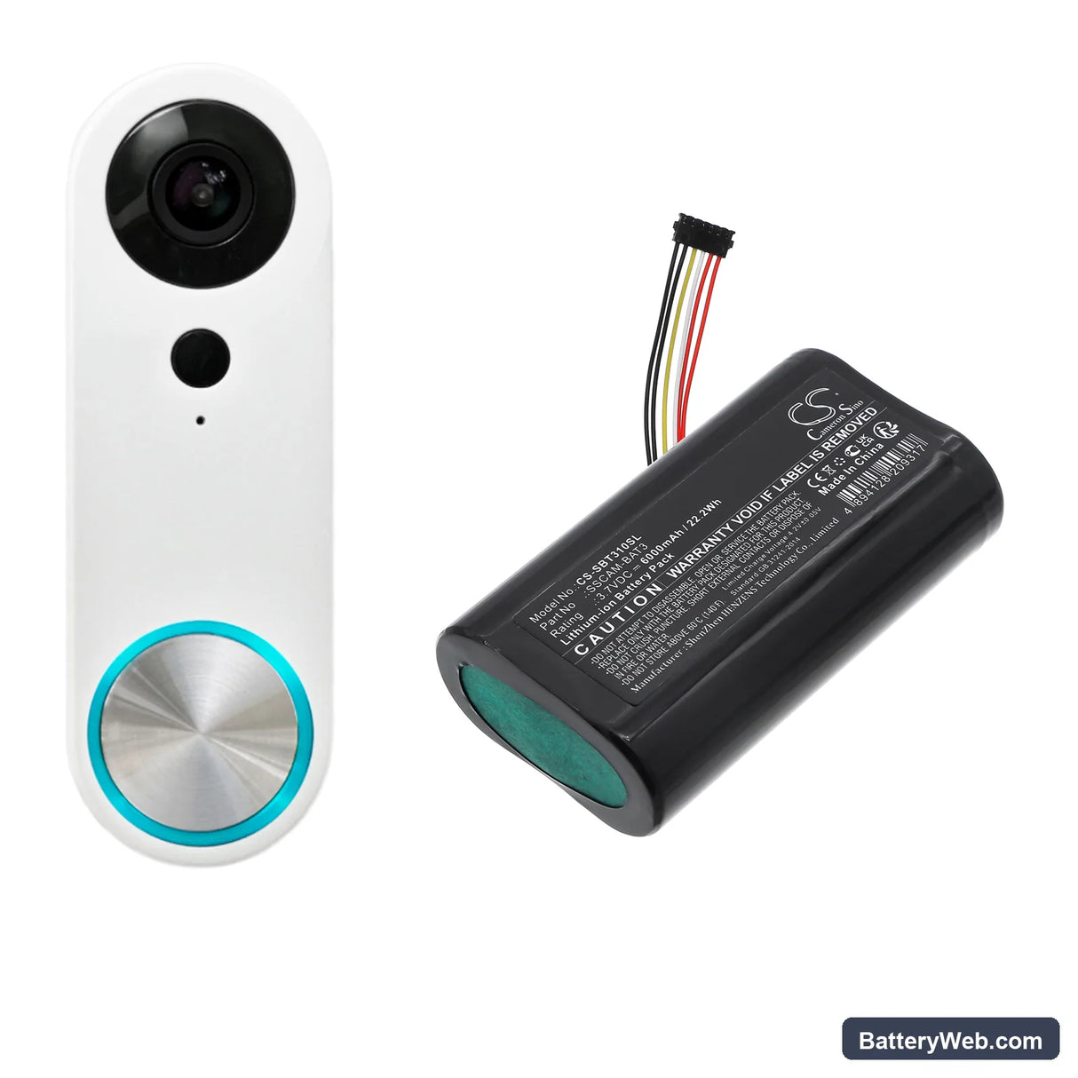 SimpliSafe SimpliSafe Replacement Battery, 3.7V, 6000mAh, Li-ion 6