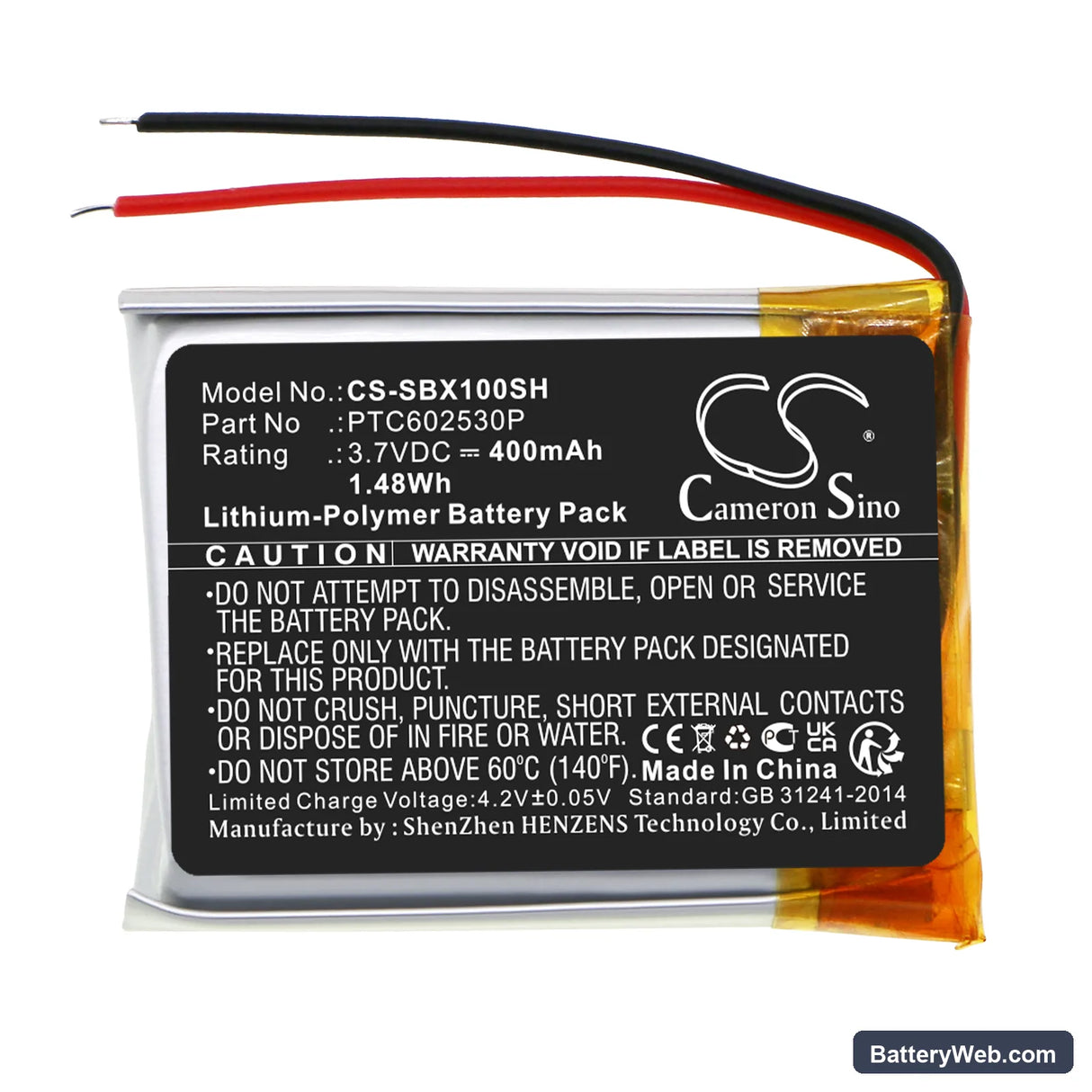 Suunto X10 GPS Watch Replacement Battery, 3.7V, 400mAh, Li-Polymer 3