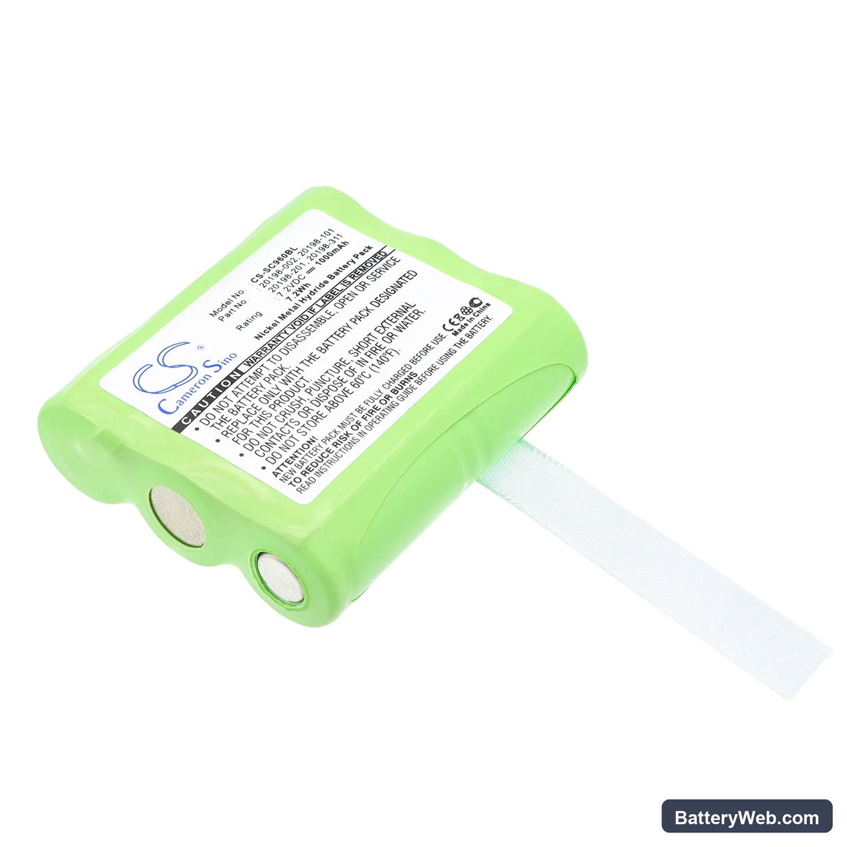 Symbol PTC-960C Replacement Battery, 7.2V, 1000mAh, Ni-MH 1