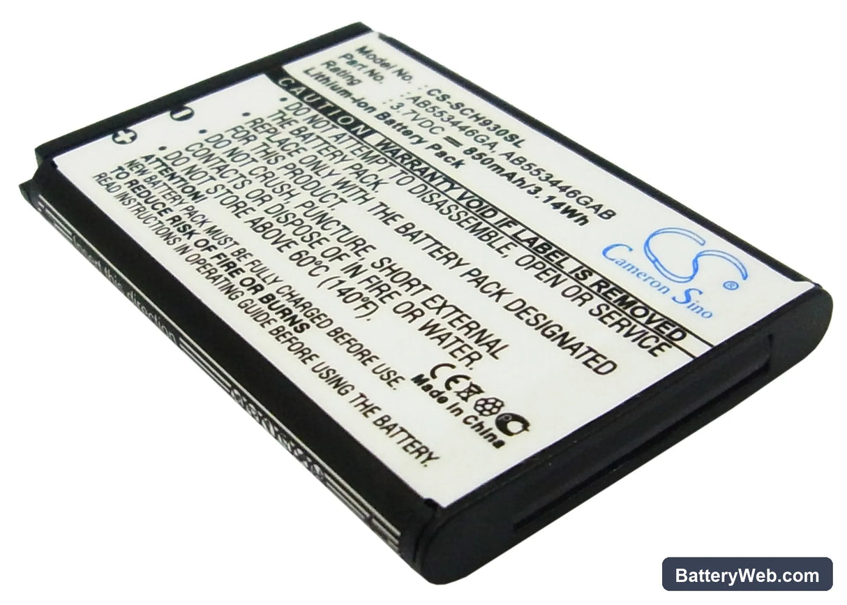 Samsung SCH-A930 Replacement Battery, 3.7V, 850mAh, Li-ion 1