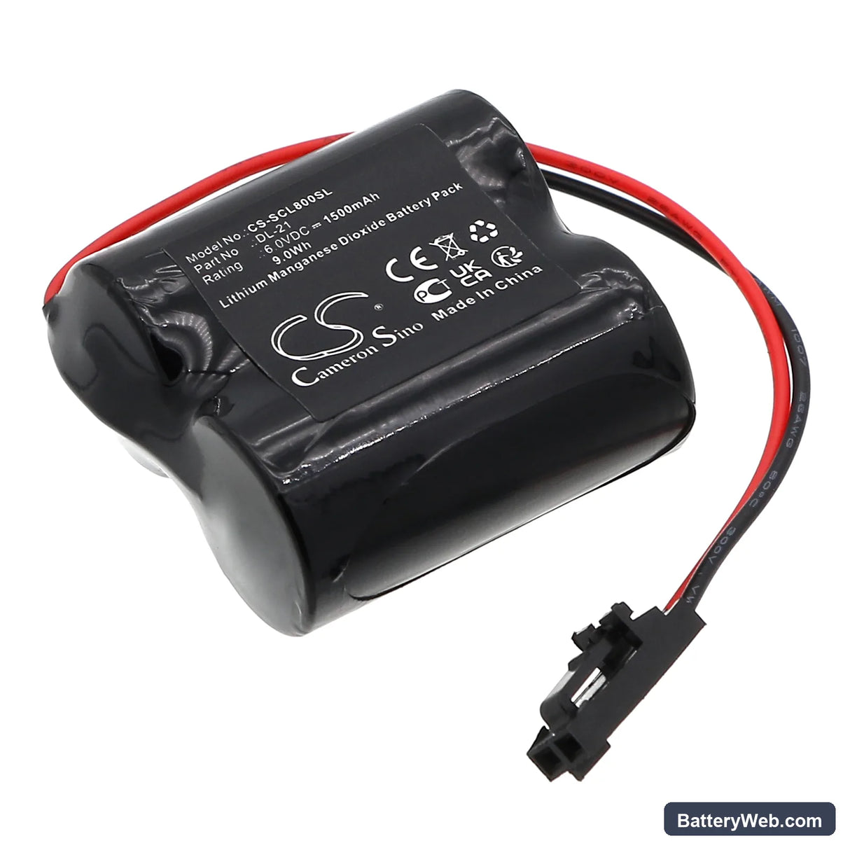 Saflok CL-08 Replacement Battery, 6V, 1500mAh, Li-MnO2 1
