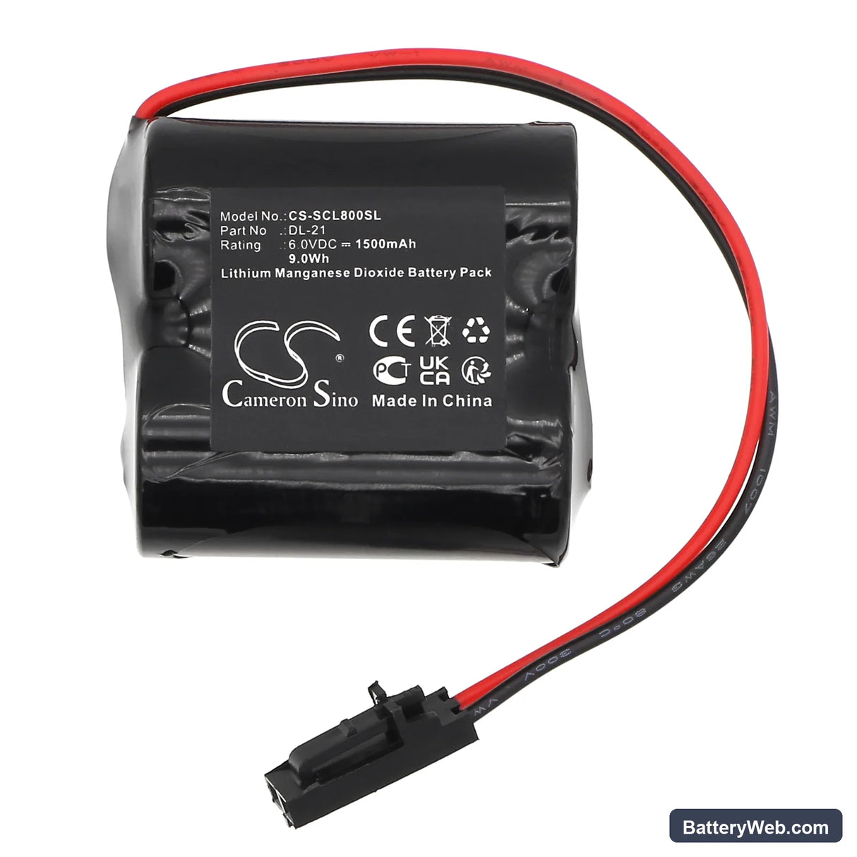 Saflok CL-08 Replacement Battery, 6V, 1500mAh, Li-MnO2 3