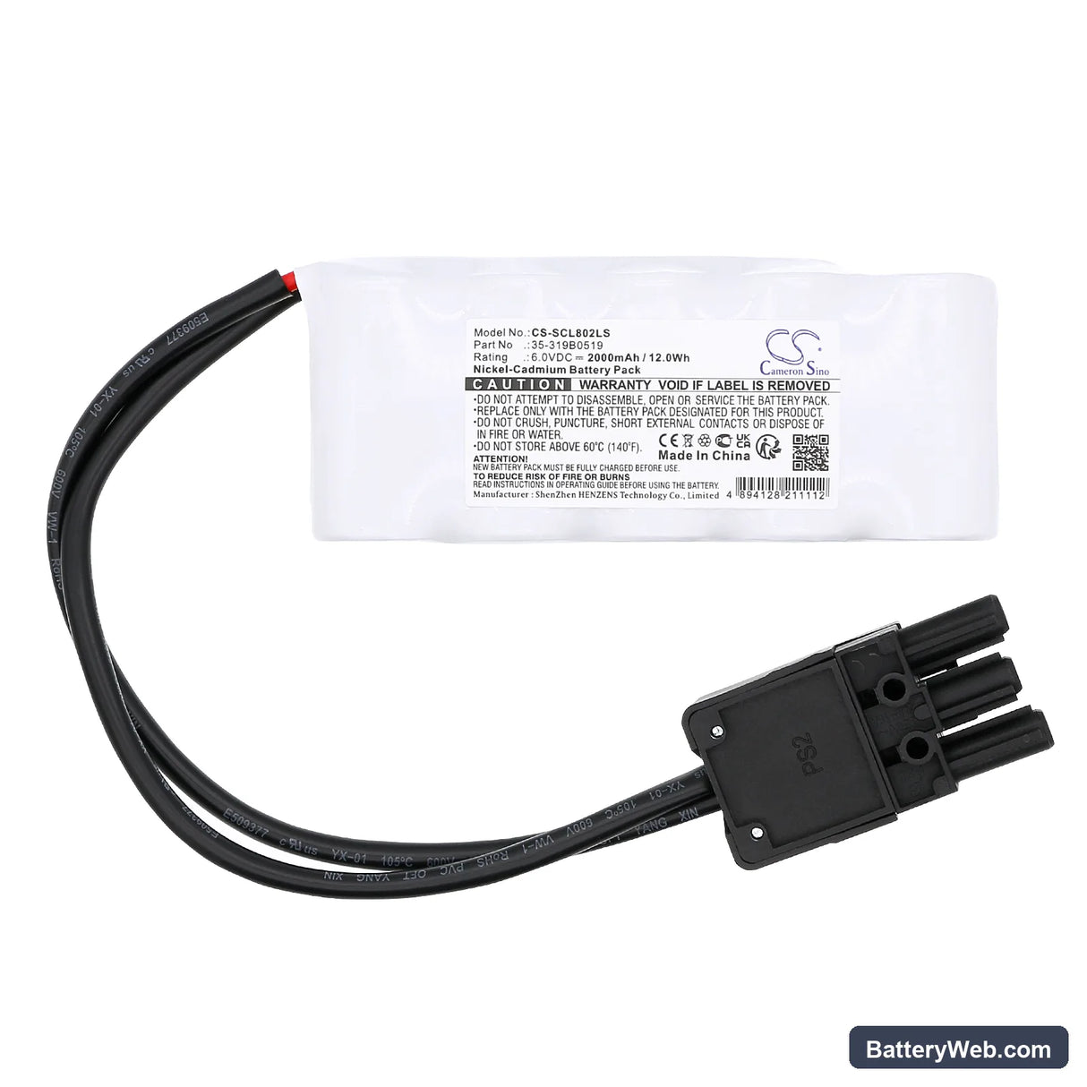 Schuch 8020 Replacement Battery, 6V, 2000mAh, Ni-CD 3