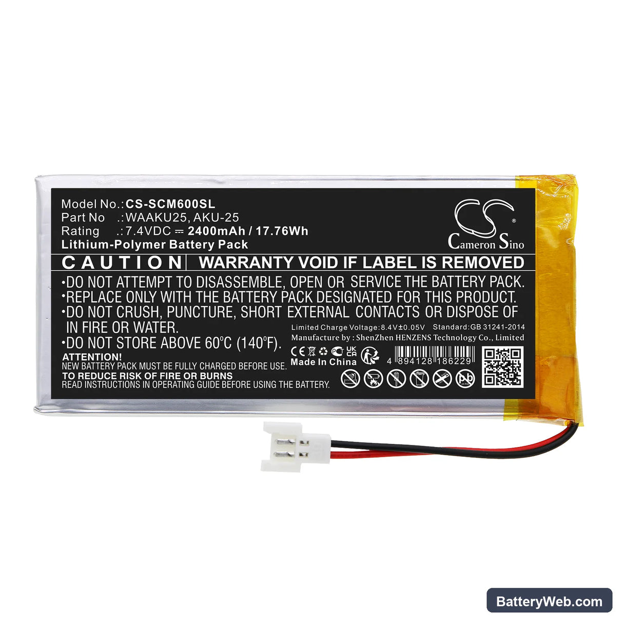 Sonel CMM-60 Multimeter Replacement Battery, 7.4V, 2400mAh, Li-Polymer 3