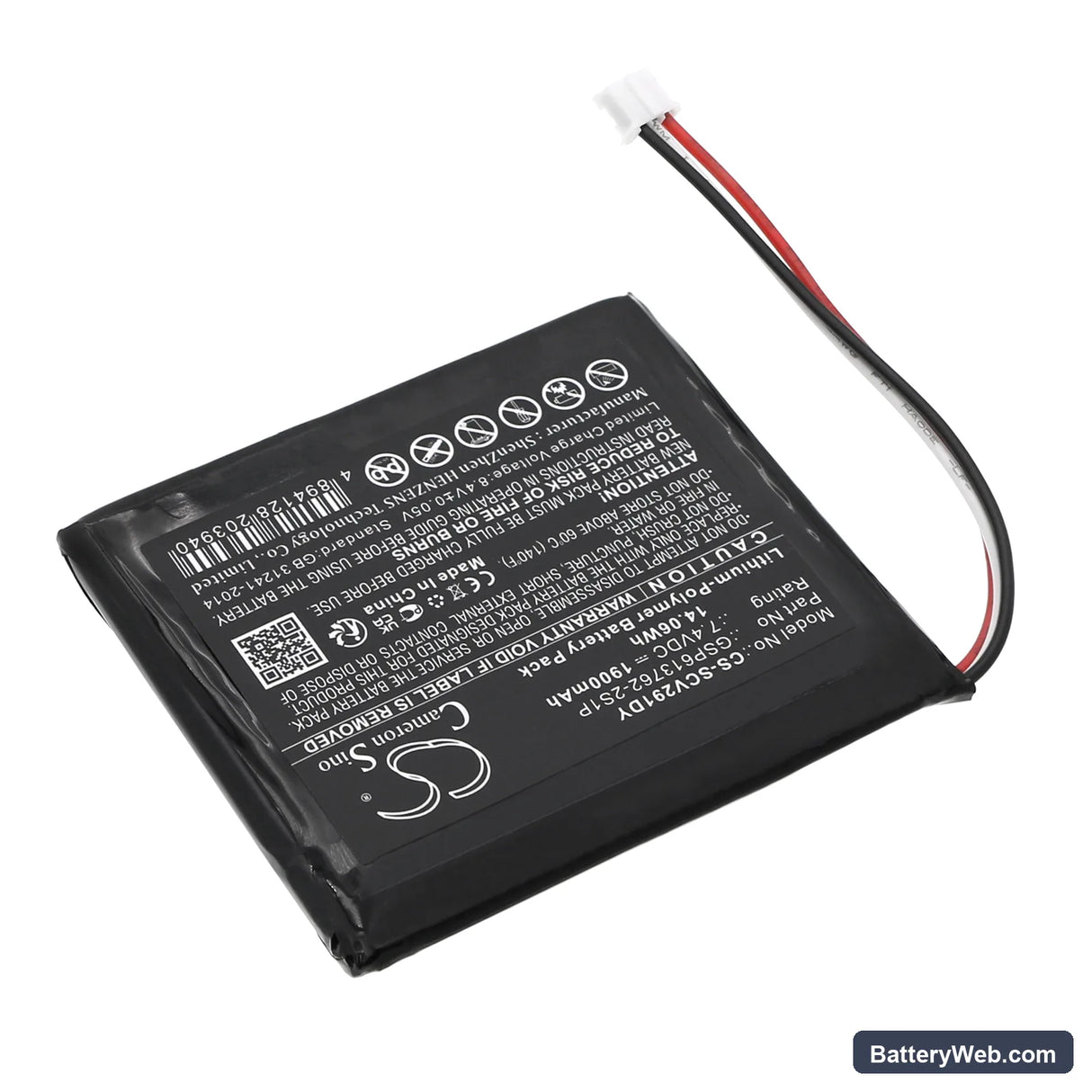 Sencor SPV2918 Replacement Battery, 7.4V, 1900mAh, Li-Polymer 2
