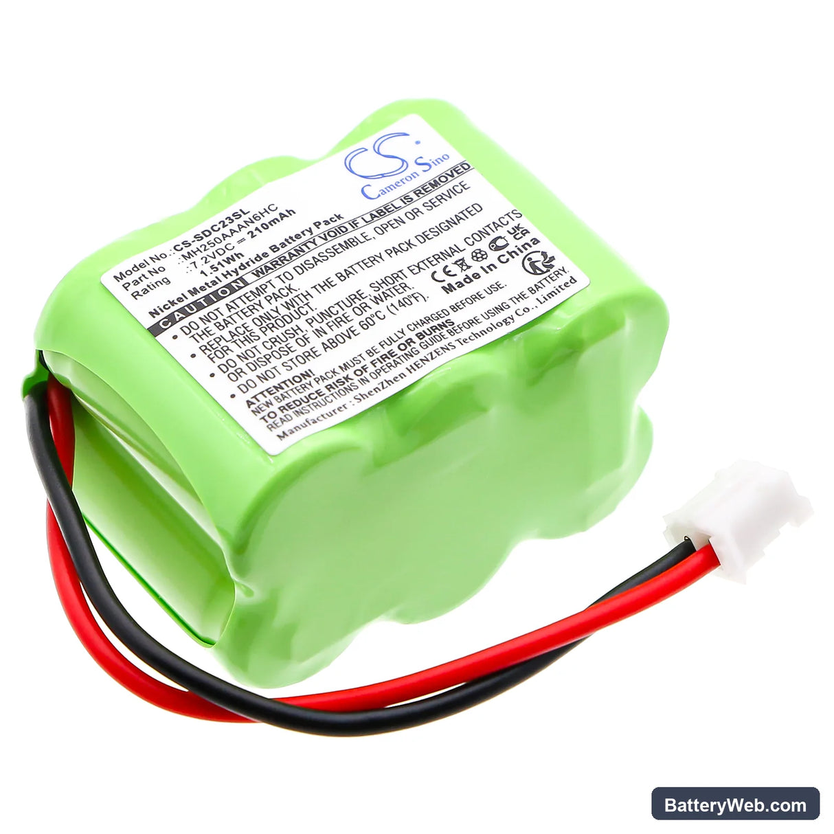 KINETIC MH250AAAN6HC Replacement Battery, 7.2V, 210mAh, Ni-MH 1