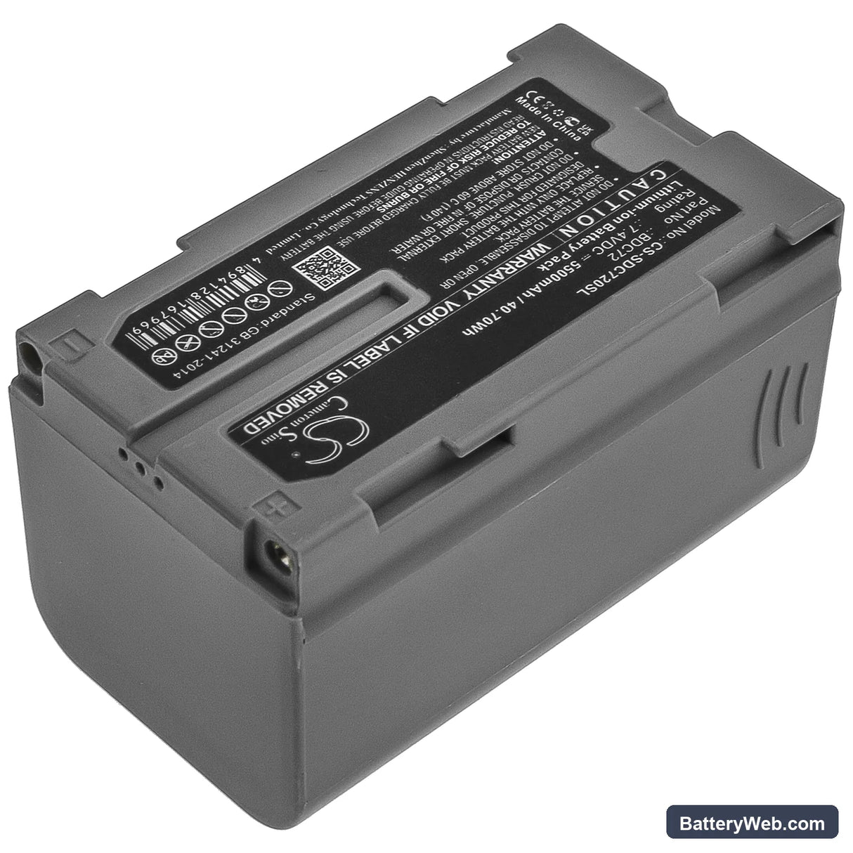 Topcon Total Station GM-52 Replacement Battery, 7.4V, 5500mAh, Li-ion 2