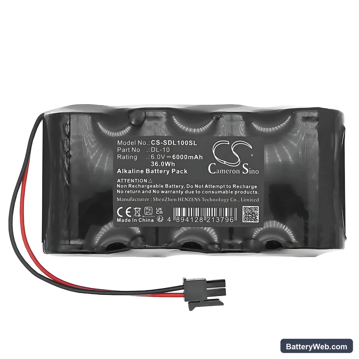 Saflok S1346-1 Replacement Battery, 6V, 6000mAh, Alkaline 3