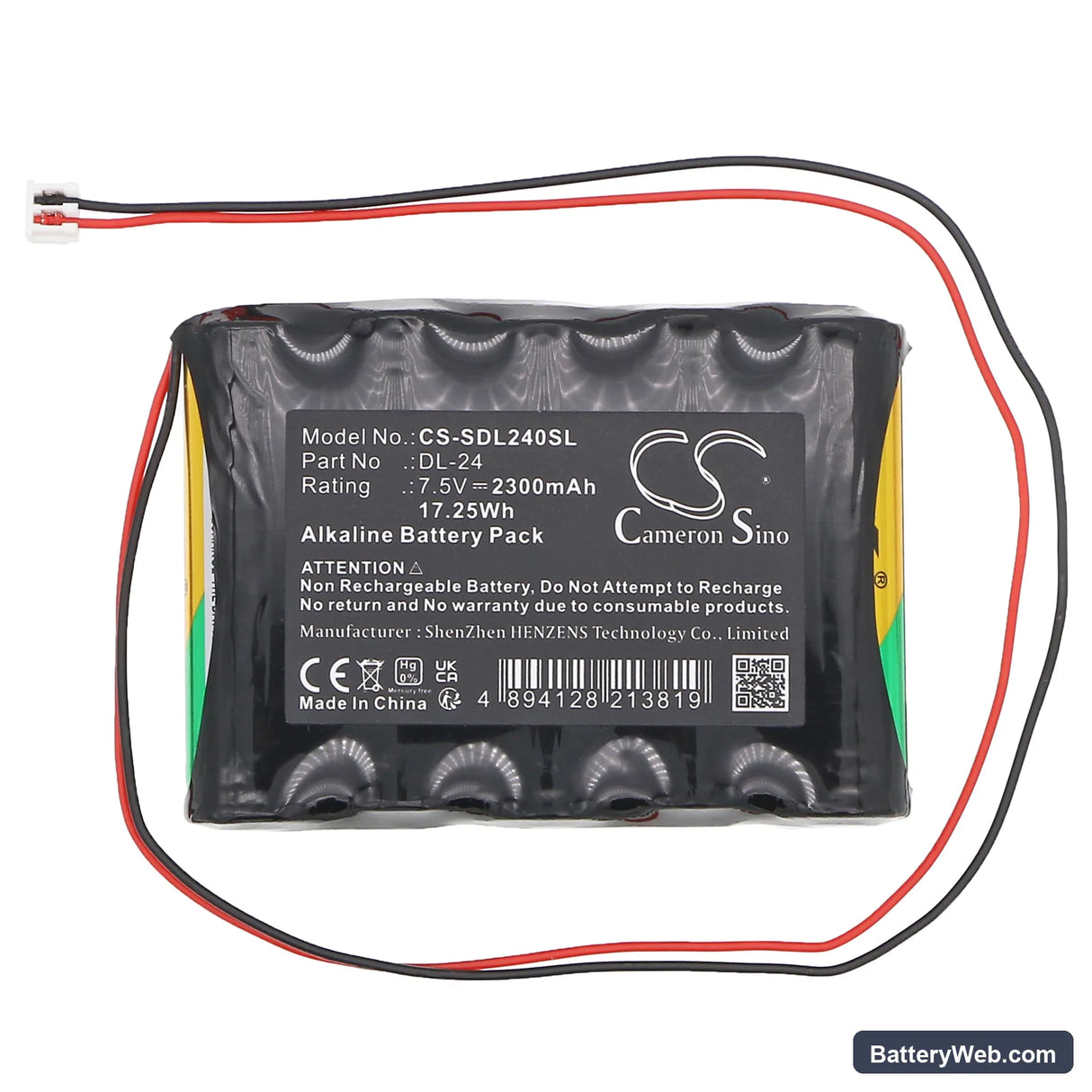 DoorLock DL-24 Replacement Battery, 7.5V, 2300mAh, Alkaline 3