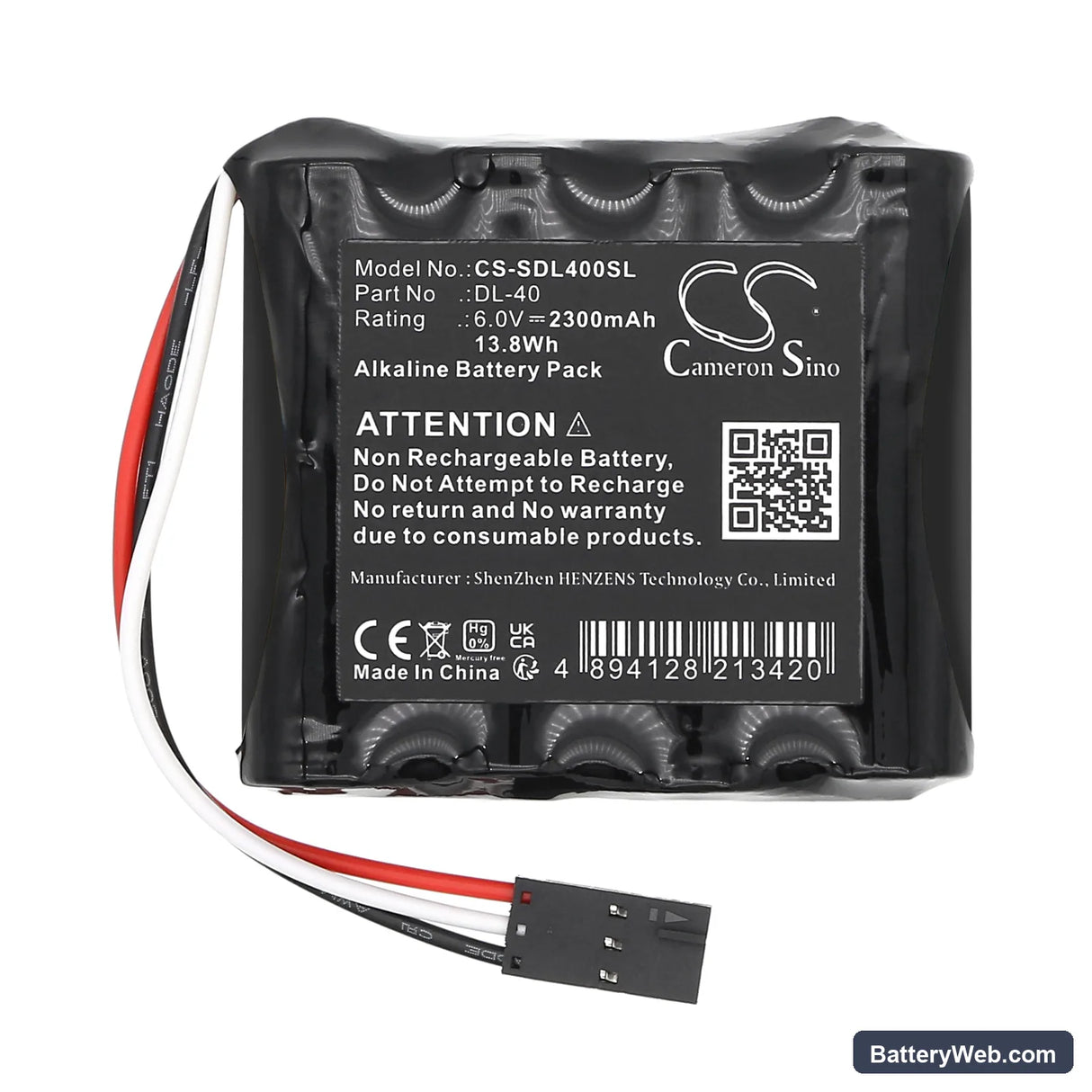 Stanley Security Systems 1003 Replacement Battery, 6V, 2300mAh, Alkaline 3