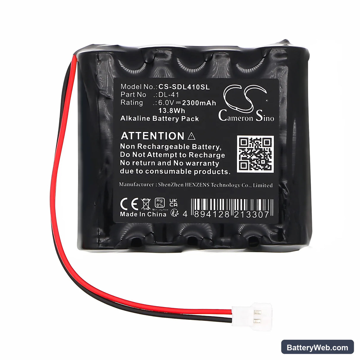 DoorLock DL-41 Replacement Battery, 6V, 2300mAh, Alkaline 3