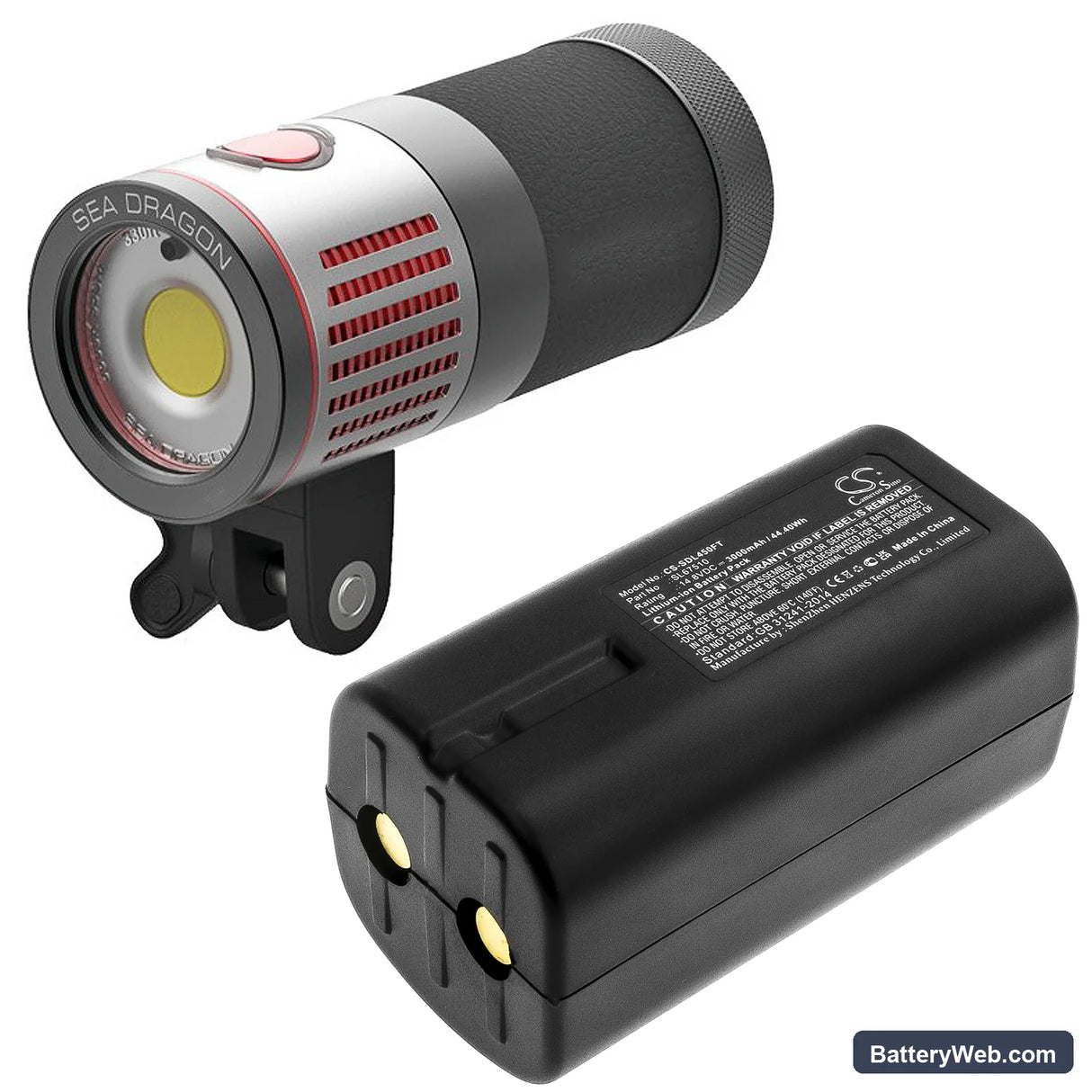 SeaLife Sea Dragon 4500 Replacement Battery, 14.8V, 3000mAh, Li-ion 4
