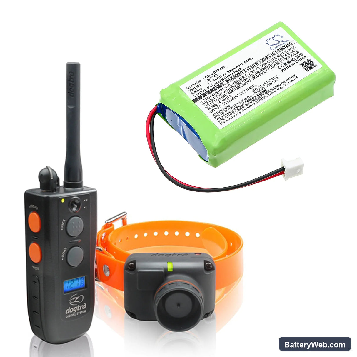 Dogtra Transmitter 2500T Replacement Battery, 7.4V, 800mAh, Li-Polymer 6