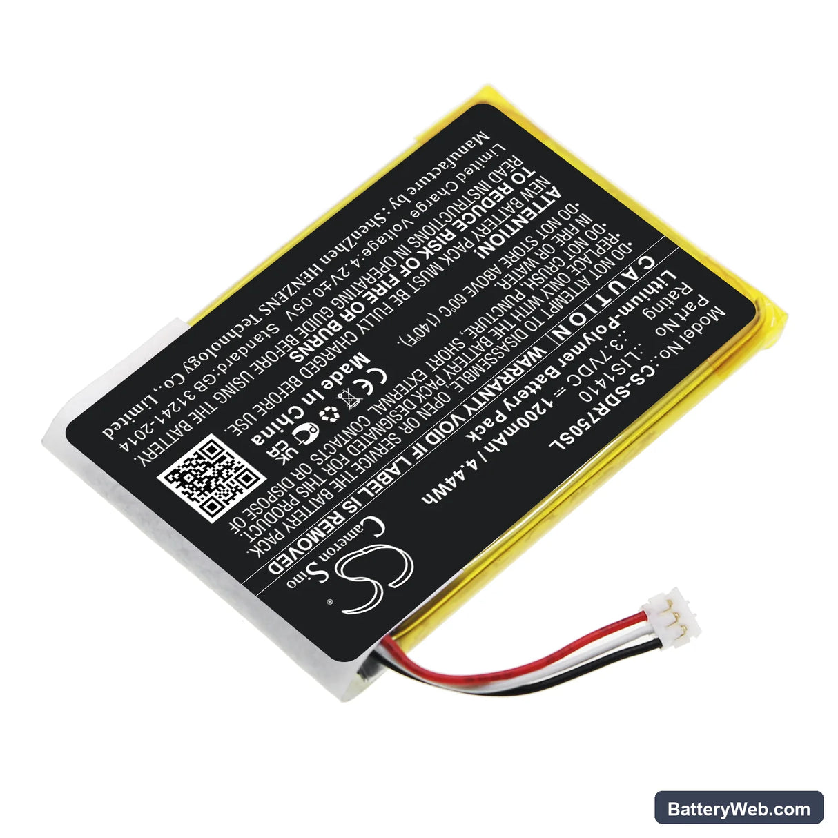 Sony MDR-DS7500 Replacement Battery, 3.7V, 1200mAh, Li-Polymer 2