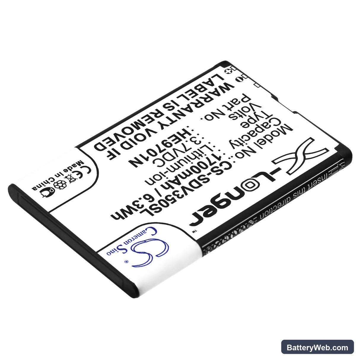 Zoomax Snow Replacement Battery, 3.7V, 1700mAh, Li-ion 2