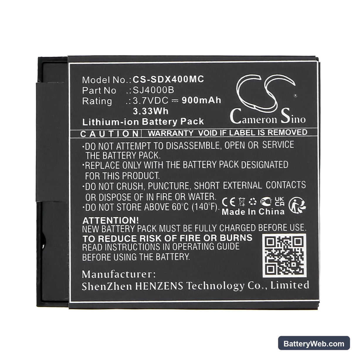 Eken H9 Replacement Battery, 3.7V, 900mAh, Li-ion 5
