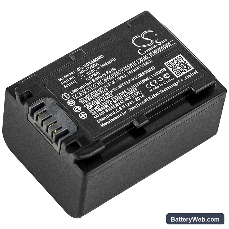 Sony FDR-AX40 Replacement Battery, 7.3V, 900mAh, Li-ion 1