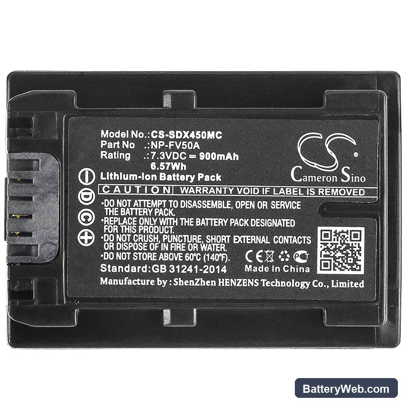 Sony FDR-AX40 Replacement Battery, 7.3V, 900mAh, Li-ion 5
