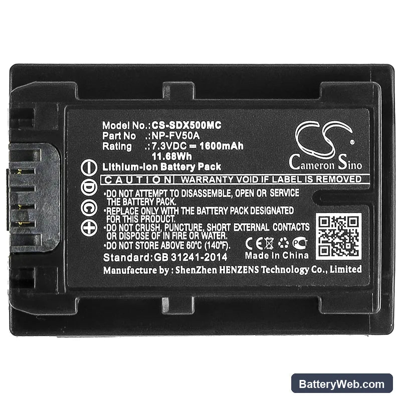 Sony FDR-AX40 Replacement Battery, 7.3V, 1600mAh, Li-ion 5